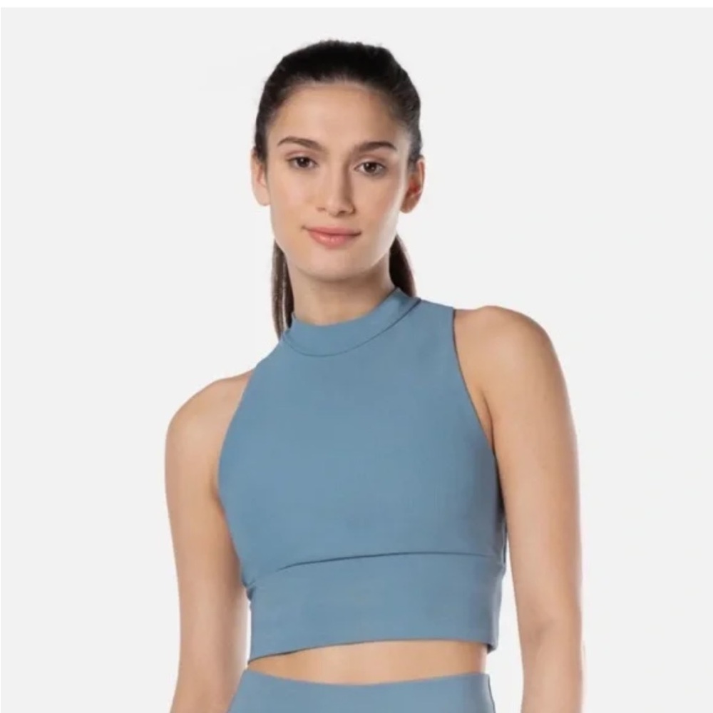 Kyodan Ribbed Longline Sports Bra Crop Top Blue XS NWOT Yoga Activewear